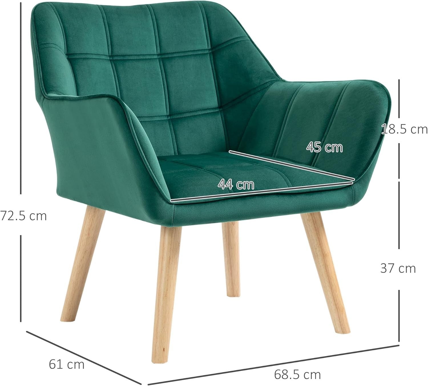Green Velvet Accent Armchair Wide Arm Tub Chair Modern Bedroom Lounge Seat