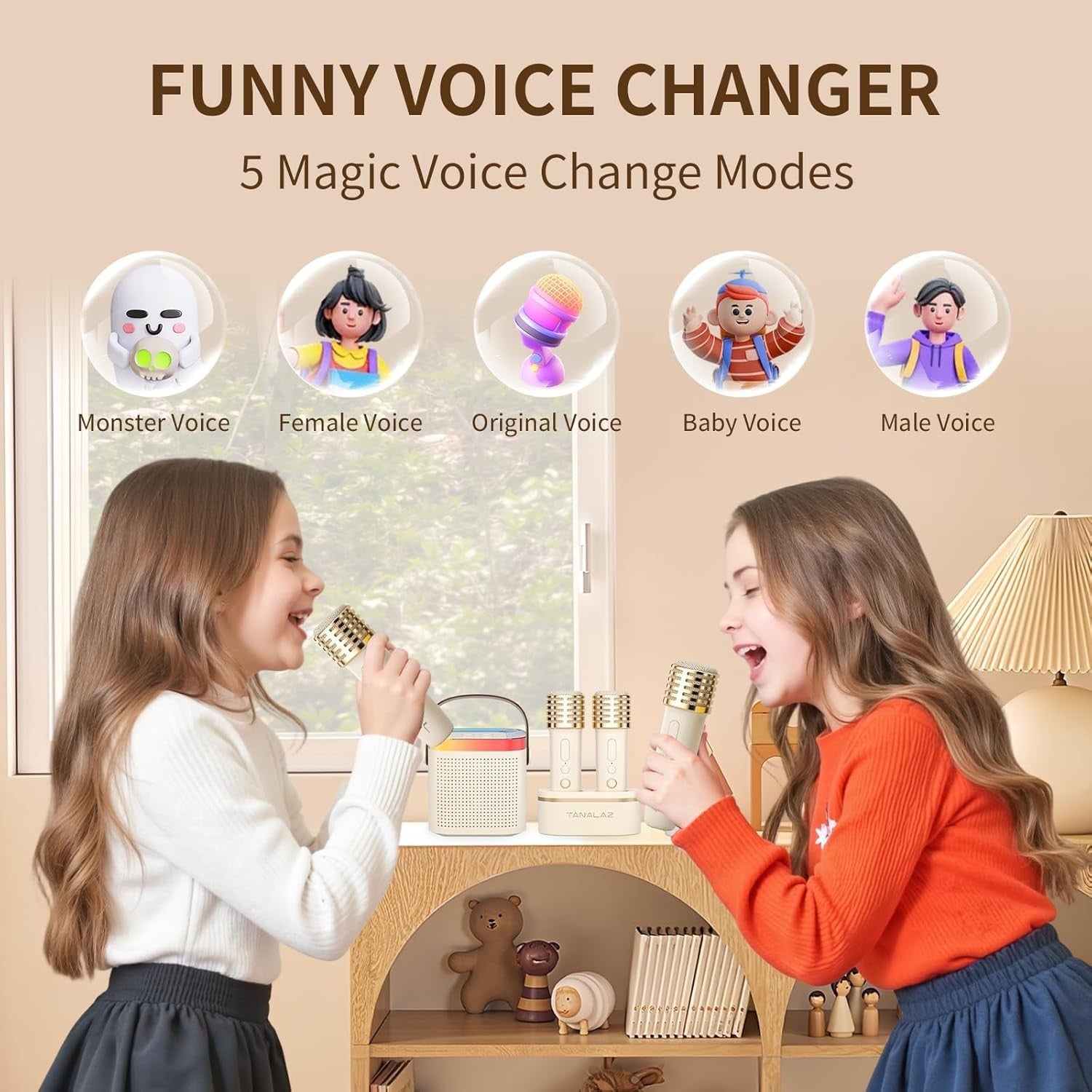 Purple Kids Karaoke Machine 2 Wireless Mics LED Bluetooth