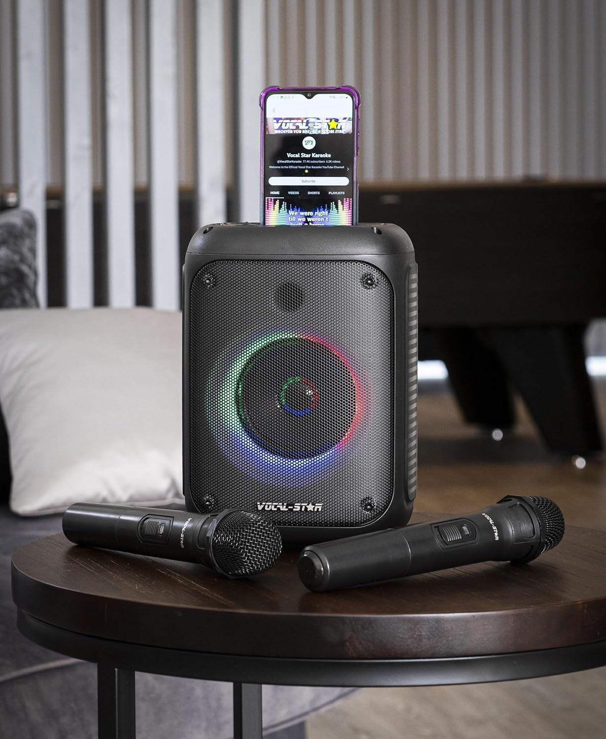 80W Karaoke Machine with 2 Wireless Mics Bluetooth Speaker
