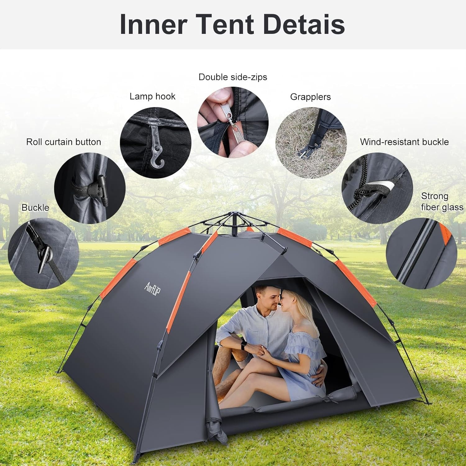 3 Man Automatic Pop Up Camping Tent 4 Season Waterproof