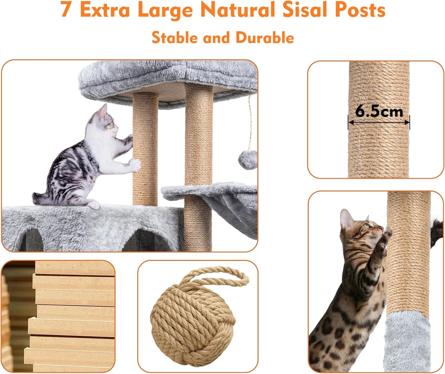 145cm Cat Tree Tower Multi Level Scratching Post Indoor Climber with Hammock