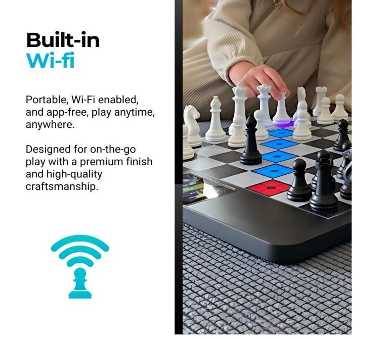 Smart Electronic Chess Board with AI, WiFi, Lessons & Light-Up Pieces