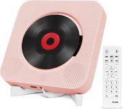 Pink Bluetooth CD Player Wall Mount Desktop HiFi Speakers FM Radio Remote