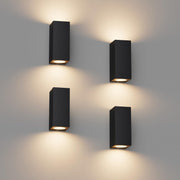 Waterproof Black Outdoor Wall Lights, Modern Up-Down GU10 Sconces 4 Pack