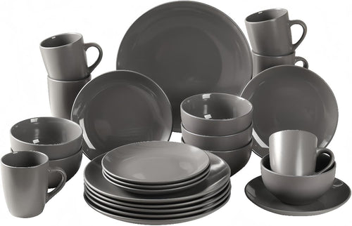 24 Piece Stoneware Dinner Set Plates Bowls Mugs Dishwasher Microwave Safe