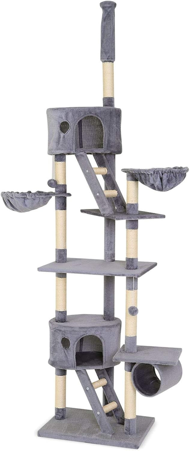 Floor to Ceiling Cat Tree Tower Adjustable 240–260cm Multi Level Scratching Post