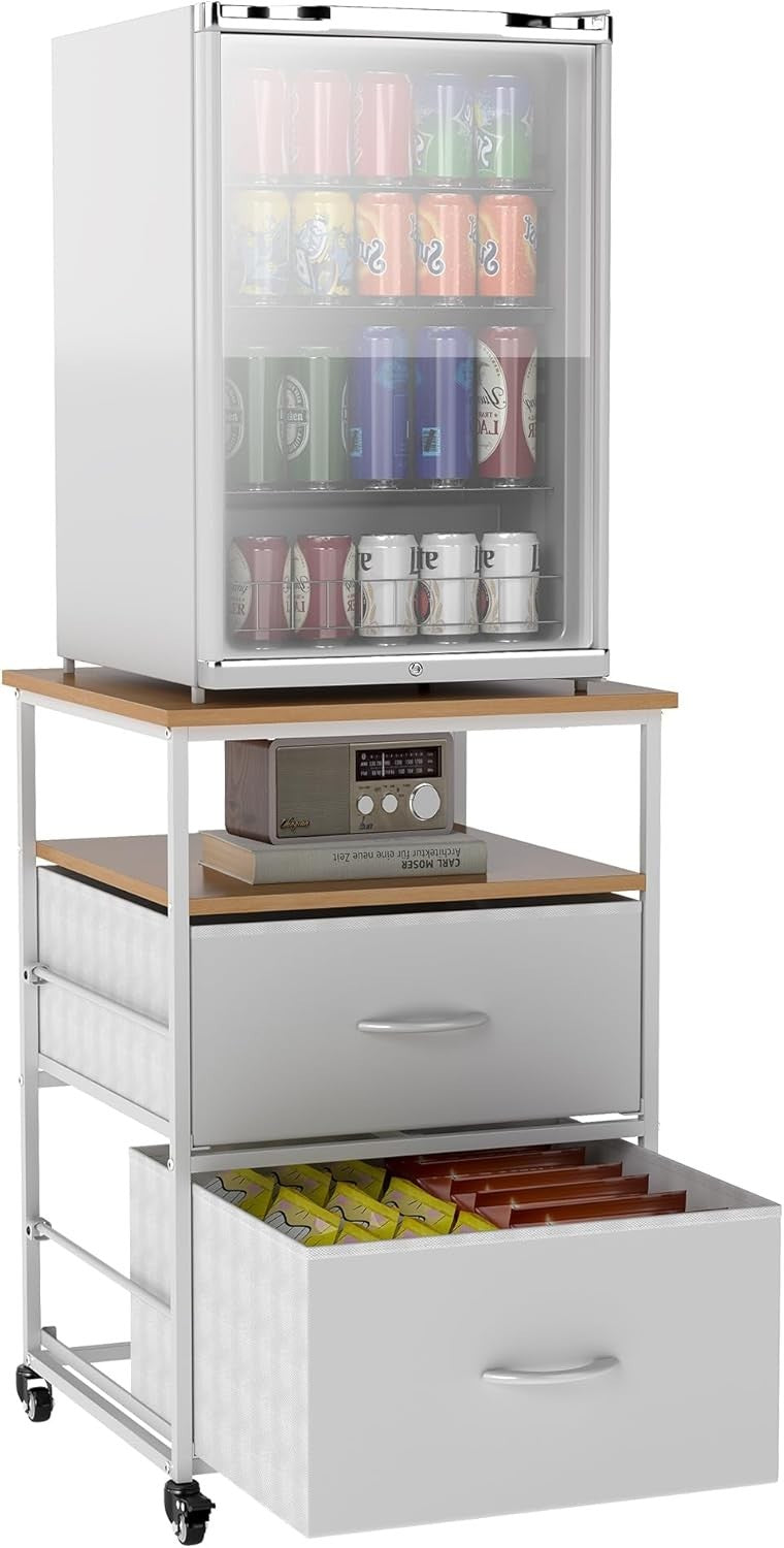 Mini Fridge Stand with Storage 167kg Capacity Cart