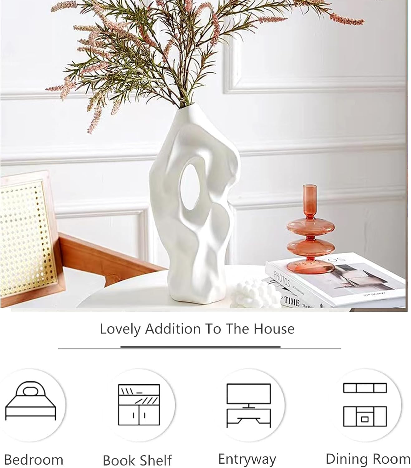 Modern Abstract White Ceramic Floor Vase Tall Sculptural Home Decor