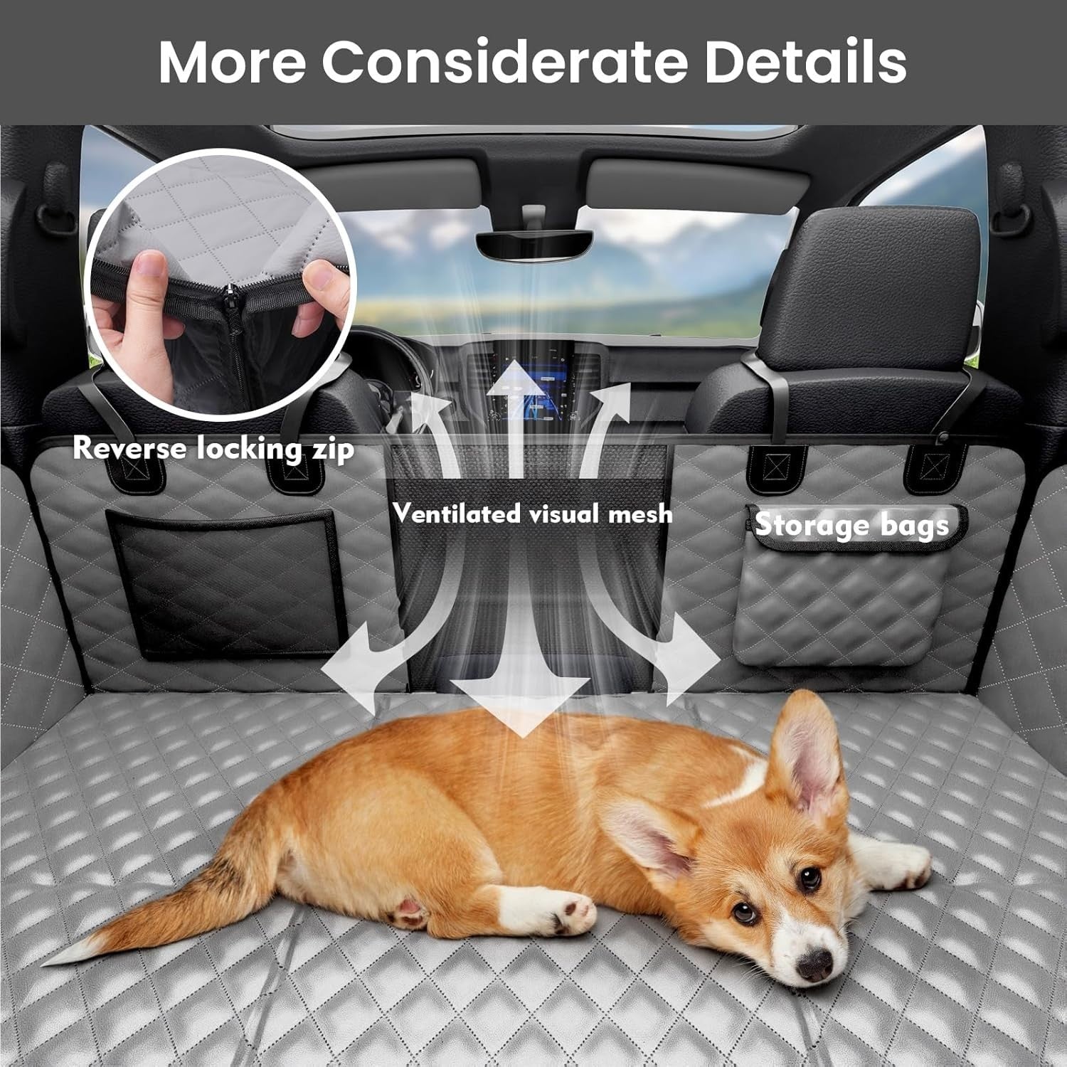 Dog Car Seat Extender Truck SUV Hammock Waterproof 150kg Support