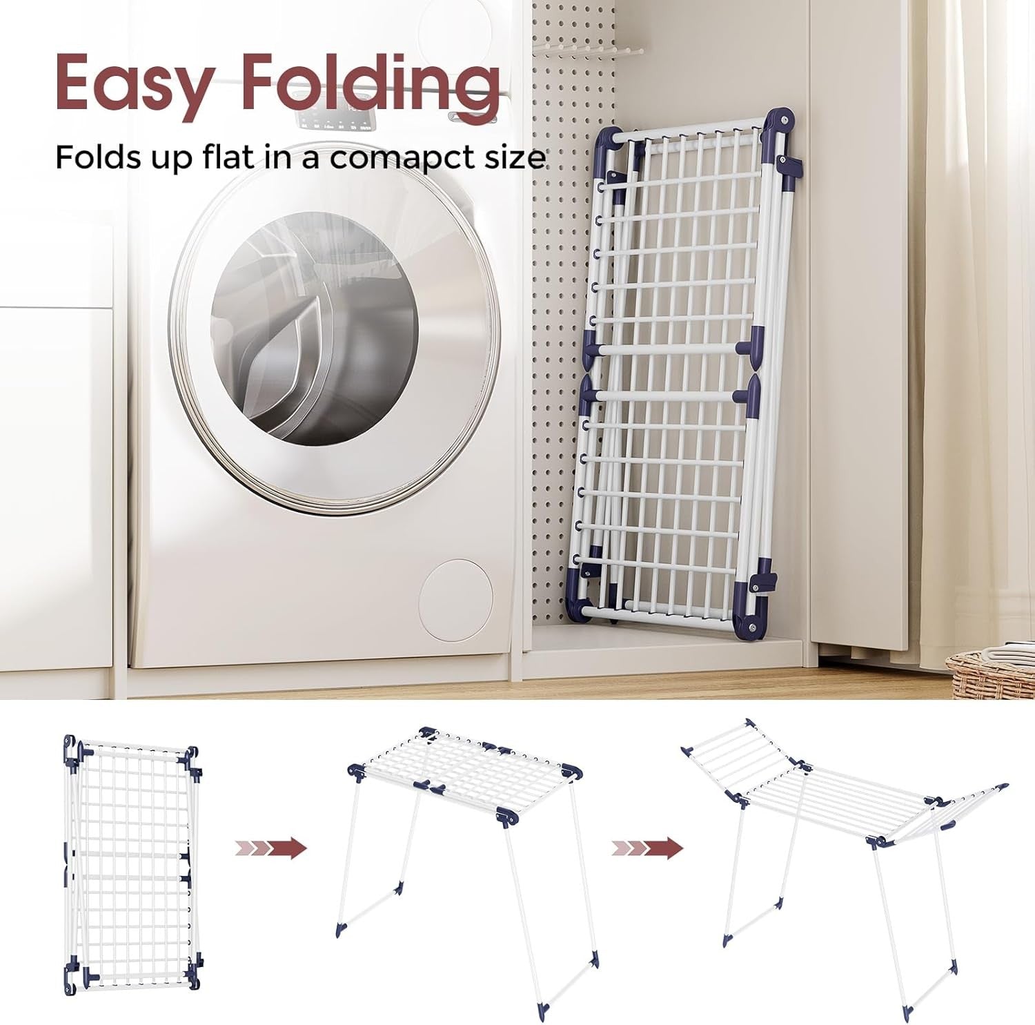 Large Foldable Clothes Airer Winged Drying Rack Indoor Outdoor Space Saving