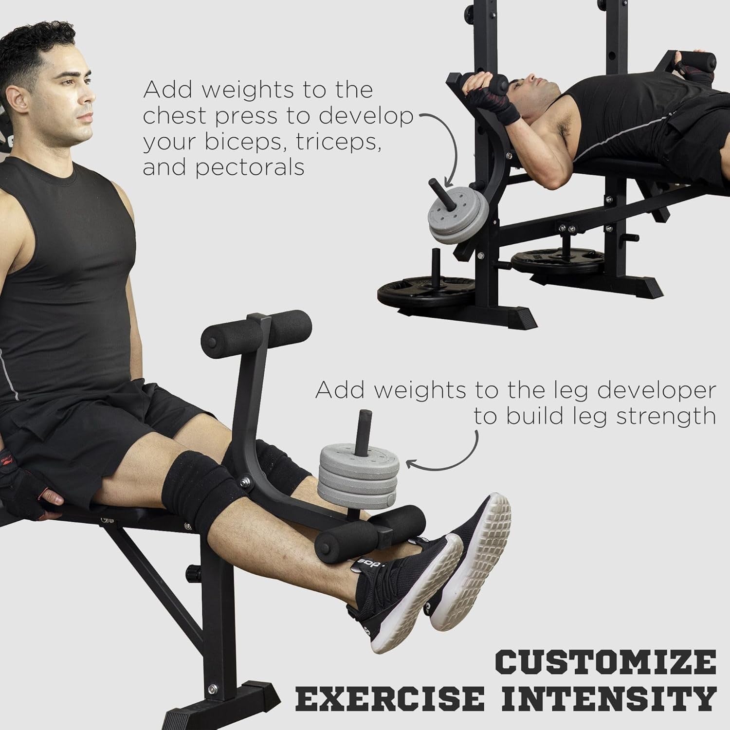 Adjustable Weight Bench Home Gym Set Squat Rack Pulley System