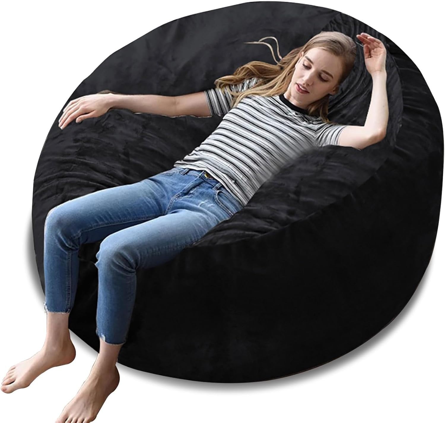 Large Black Bean Bag Chair Adult Sofa Seat Gaming Lazy Lounger Filled