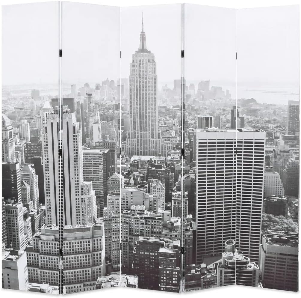 New York City Folding Room Divider 200x170cm Black White Canvas Screen