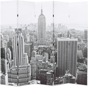New York City Folding Room Divider 200x170cm Black White Canvas Screen