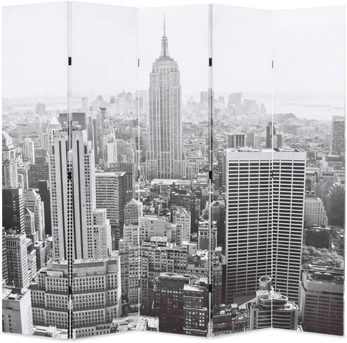 New York City Folding Room Divider 200x170cm Black White Canvas Screen
