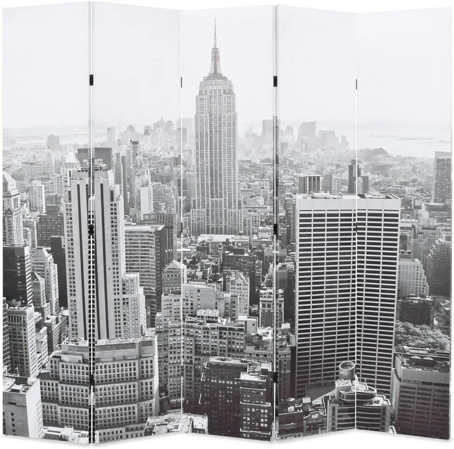 New York City Folding Room Divider 200x170cm Black White Canvas Screen