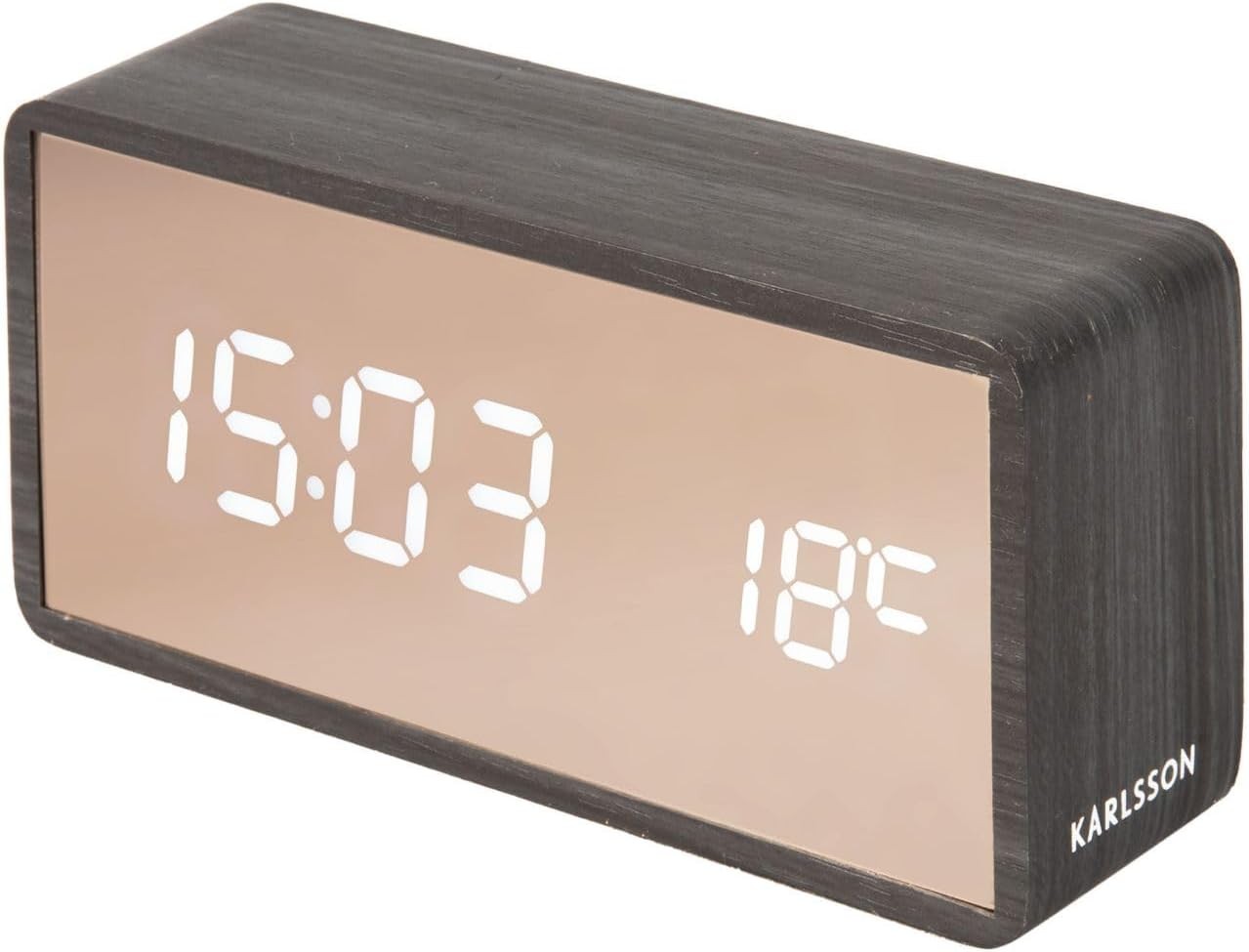 Copper Mirror LED Alarm Clock Digital Bedside USB Powered Modern