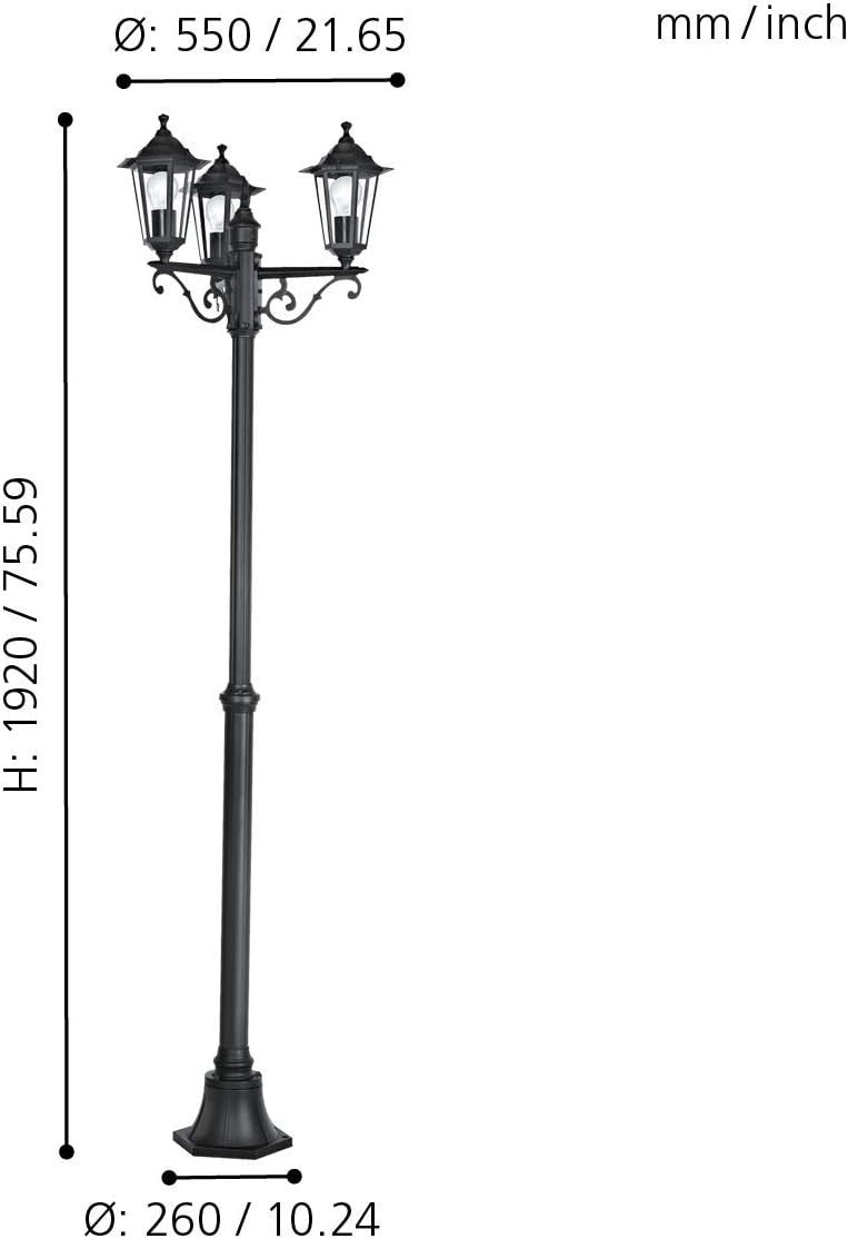 Laterna 4 3-Flame Outdoor Lamp Post 192 cm IP44