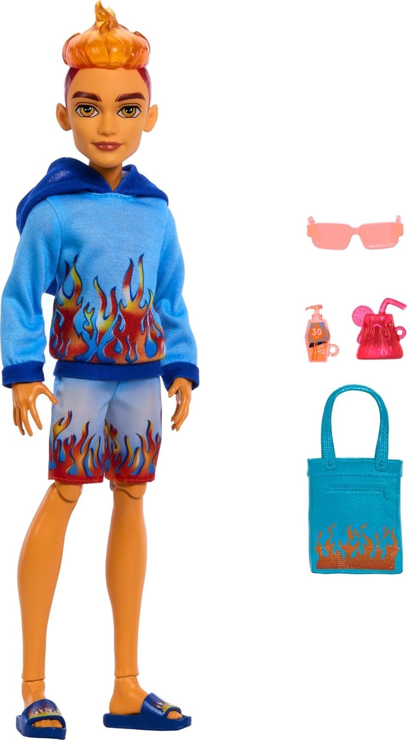 Beach Vacation Fashion Doll Flame Hoodie Swim Trunks Accessories