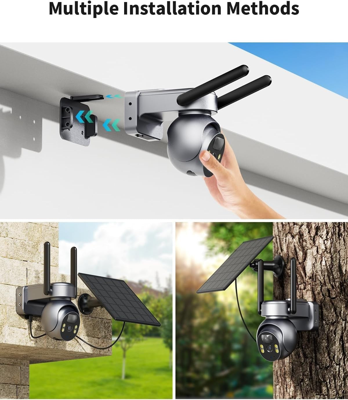 4G LTE Solar Security Camera 2K PTZ Night Vision CCTV No WiFi