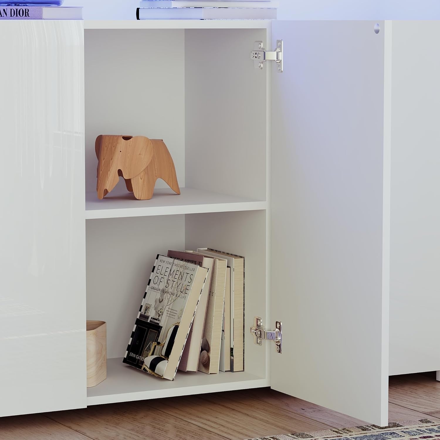 Modern White LED Sideboard 3 Doors 3 Drawers RGB Lighting Storage Cabinet