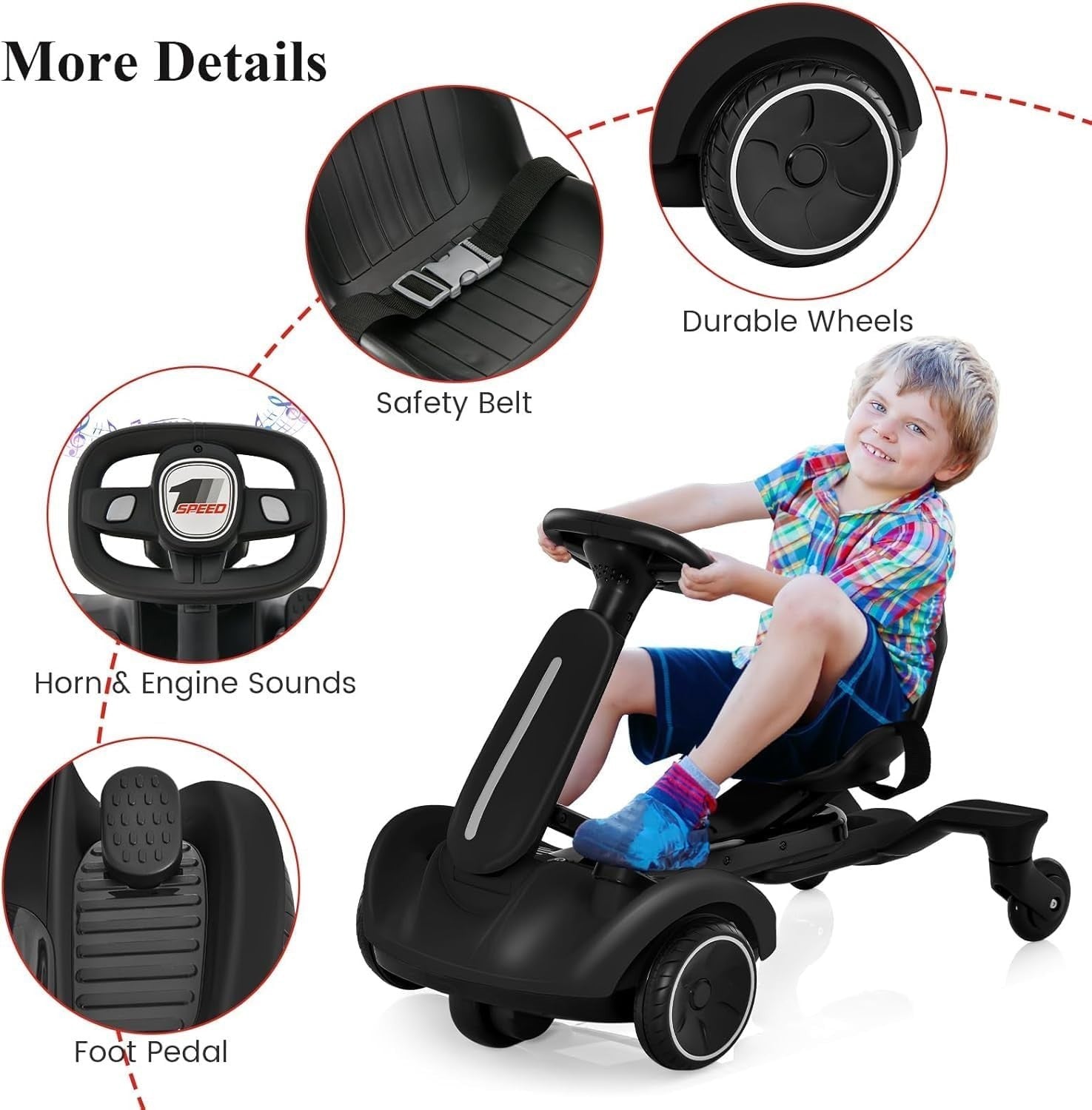 Kids Electric Drift Go Kart 6V Ride On Car 360 Spin Racing Kart 3-8Y