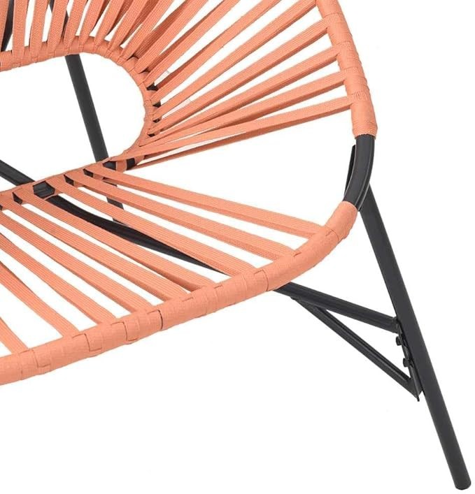 Outdoor Garden Egg Chair Black & Orange Rattan Seat – Comfortable & Durable