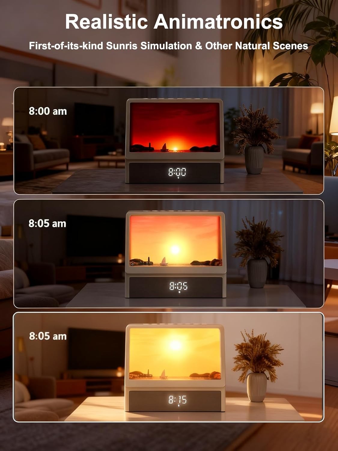 Sunrise Alarm Clock Wake Up Light White Noise Speaker Remote for Heavy Sleepers