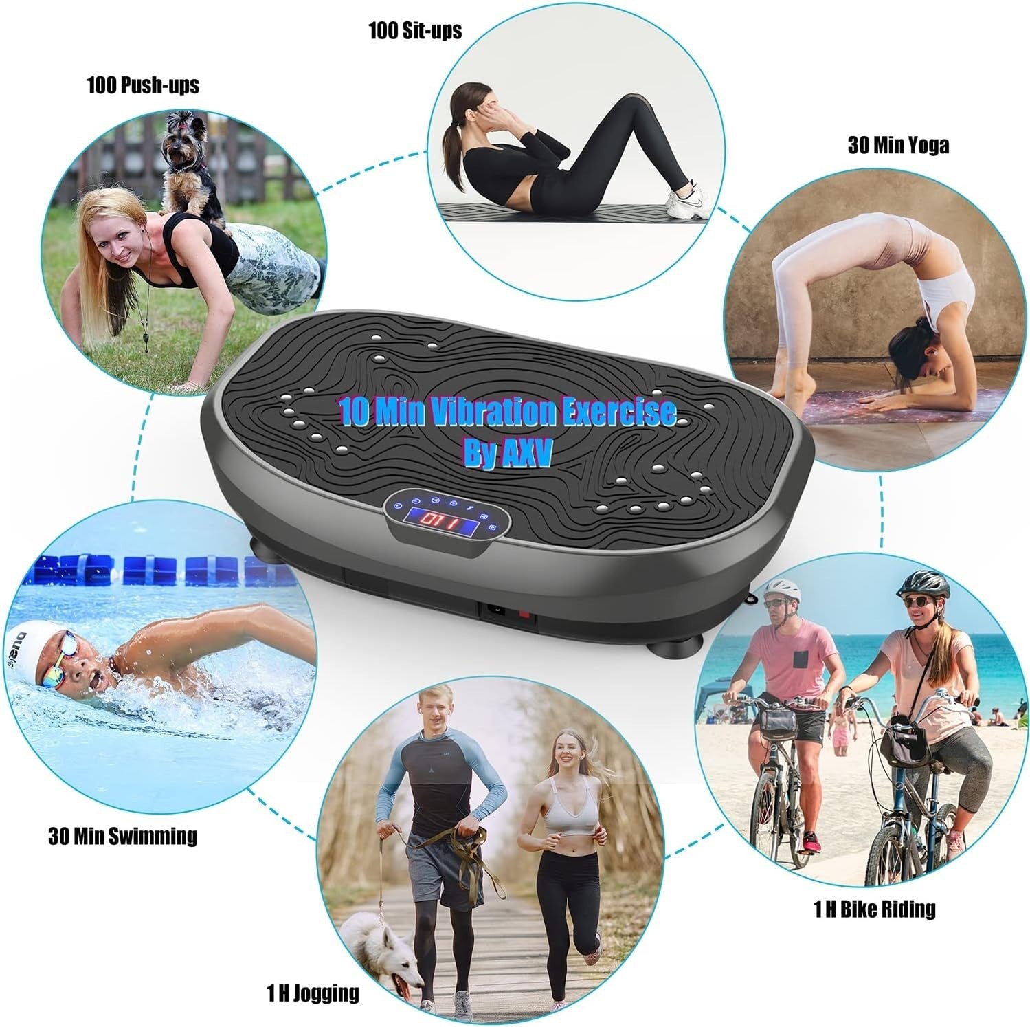 Grey Vibration Plate Exercise Machine Whole Body Workout 120 Levels