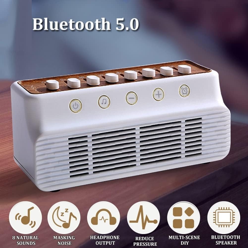 Bluetooth White Noise Machine with 8 Soothing Sounds & Timer Sleep Aid