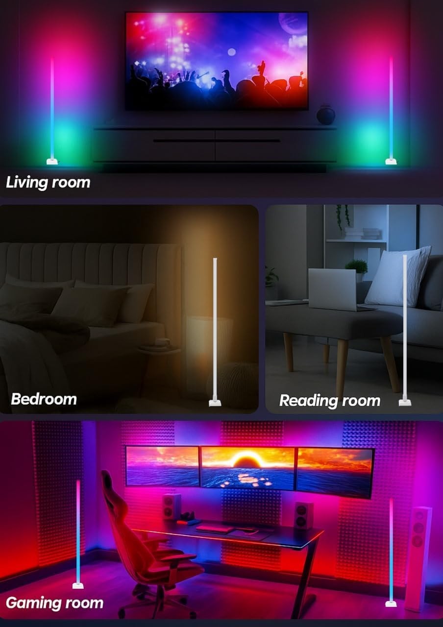 RGBIC Corner Floor Lamp Smart LED Music Sync App Remote Mood Light