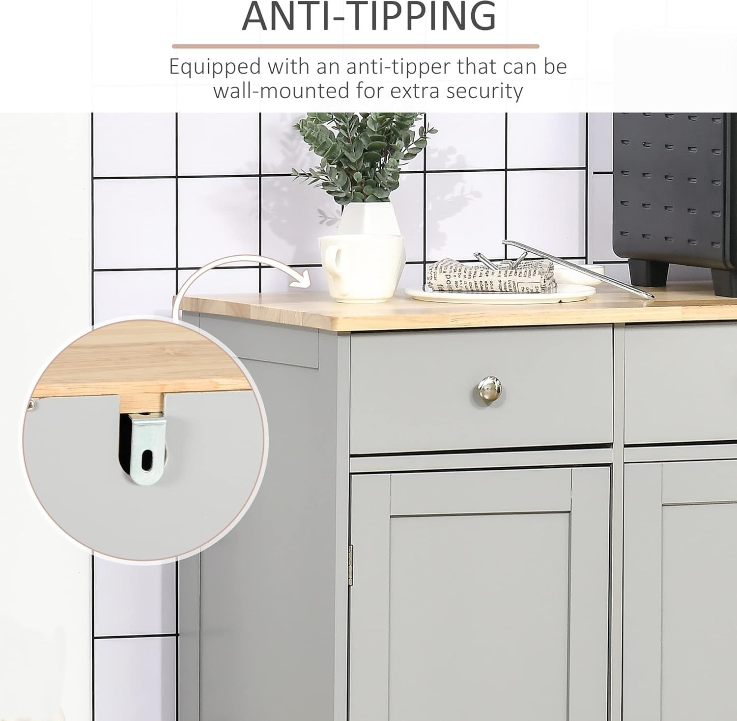Modern Sideboard Buffet Cabinet with Storage, Drawers & Adjustable Shelves