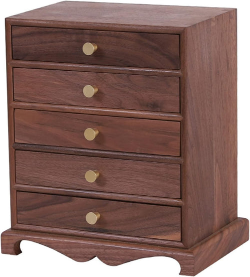Standing Jewelry Armoire with 5 Drawers Wooden Organizer Retro Style