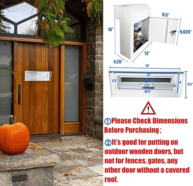 Locking Mail Drop Box Waterproof Steel Secure Deposit Slot for Cash Keys Letters
