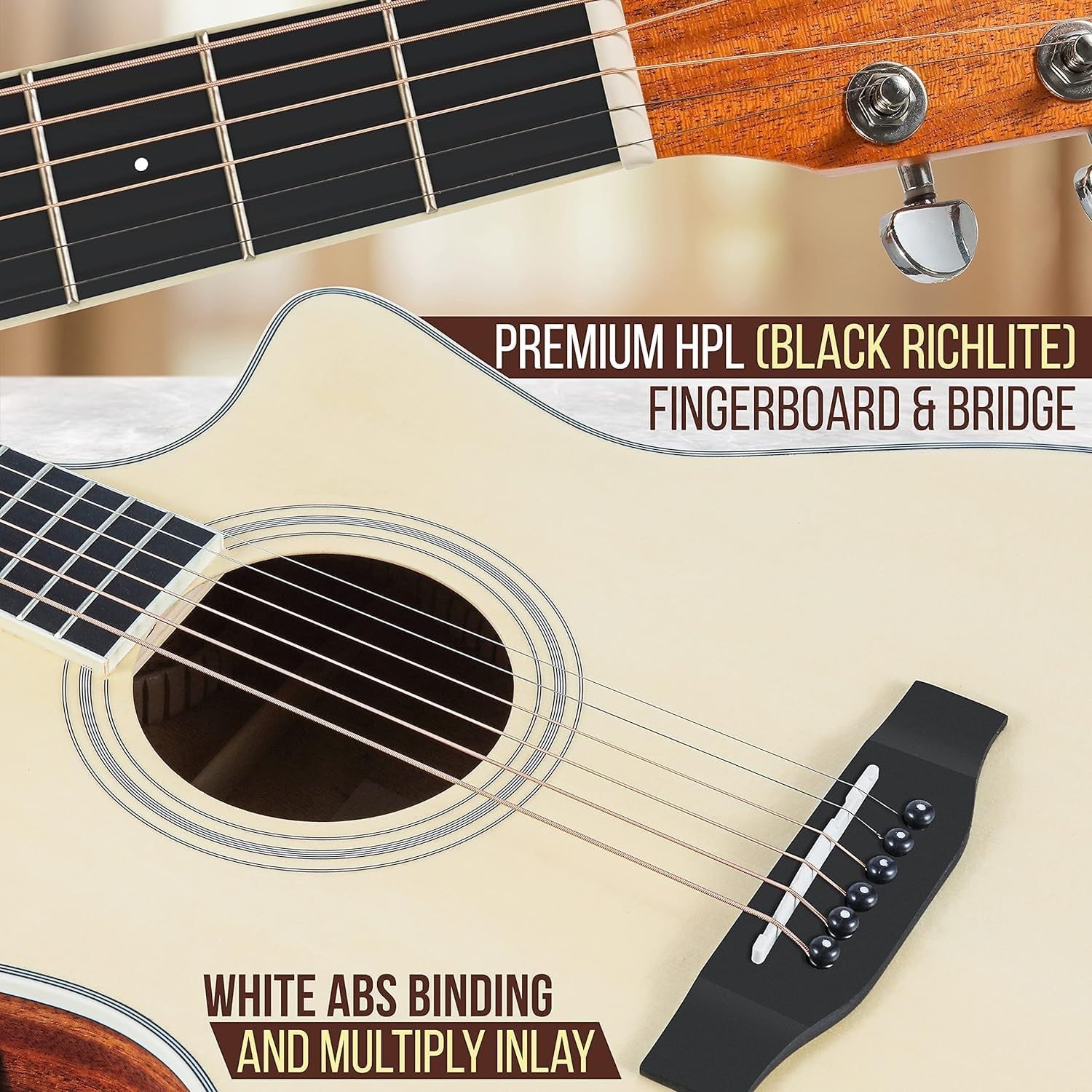 Electro Acoustic Guitar 41in Dreadnought Cutaway EQ Starter Kit