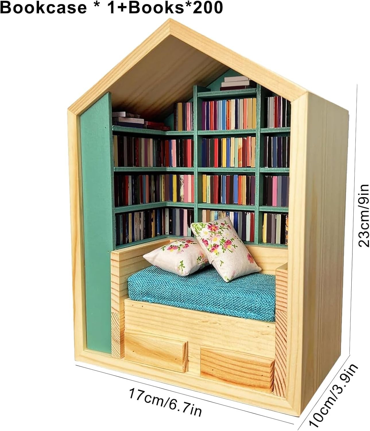 Mini Bookshelf Fidget Toy Wooden Tiny Library Stress Desk Decor