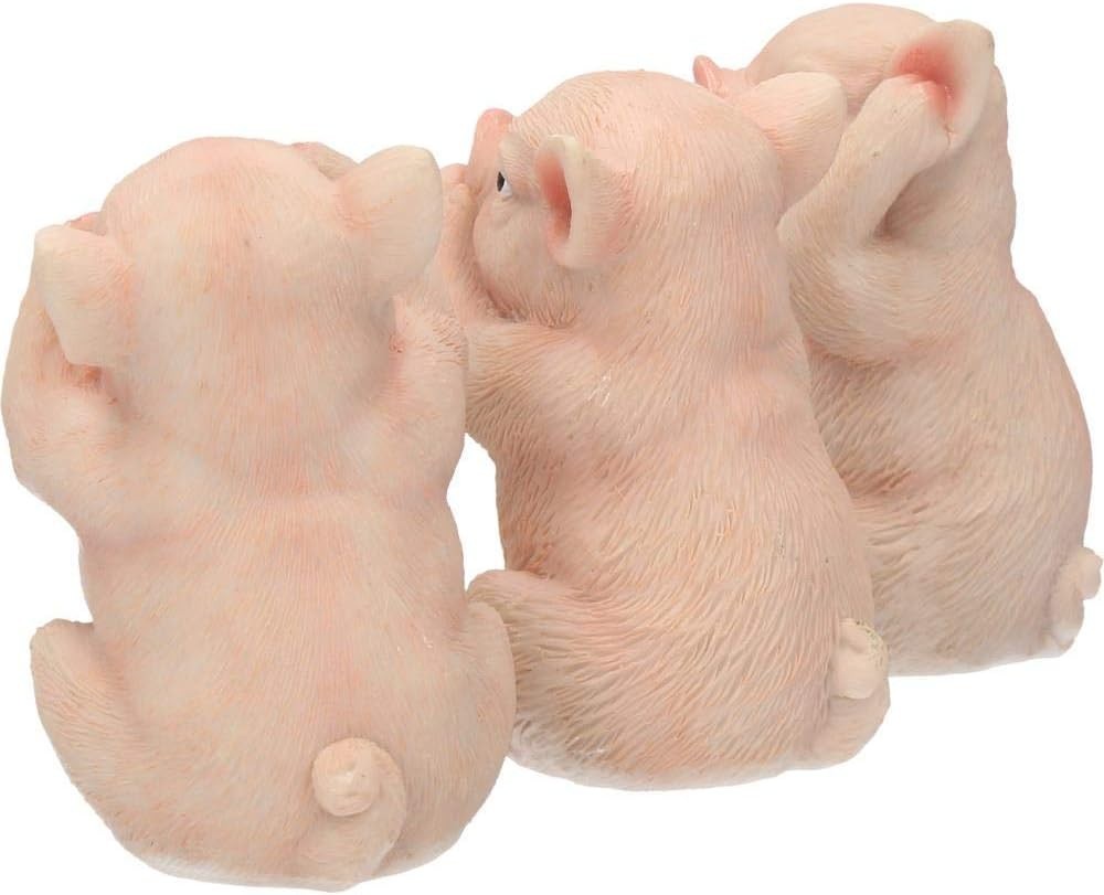 Three Wise Pig Figurines Resin 9.5cm Cute Ornament Set Home Decor Gift