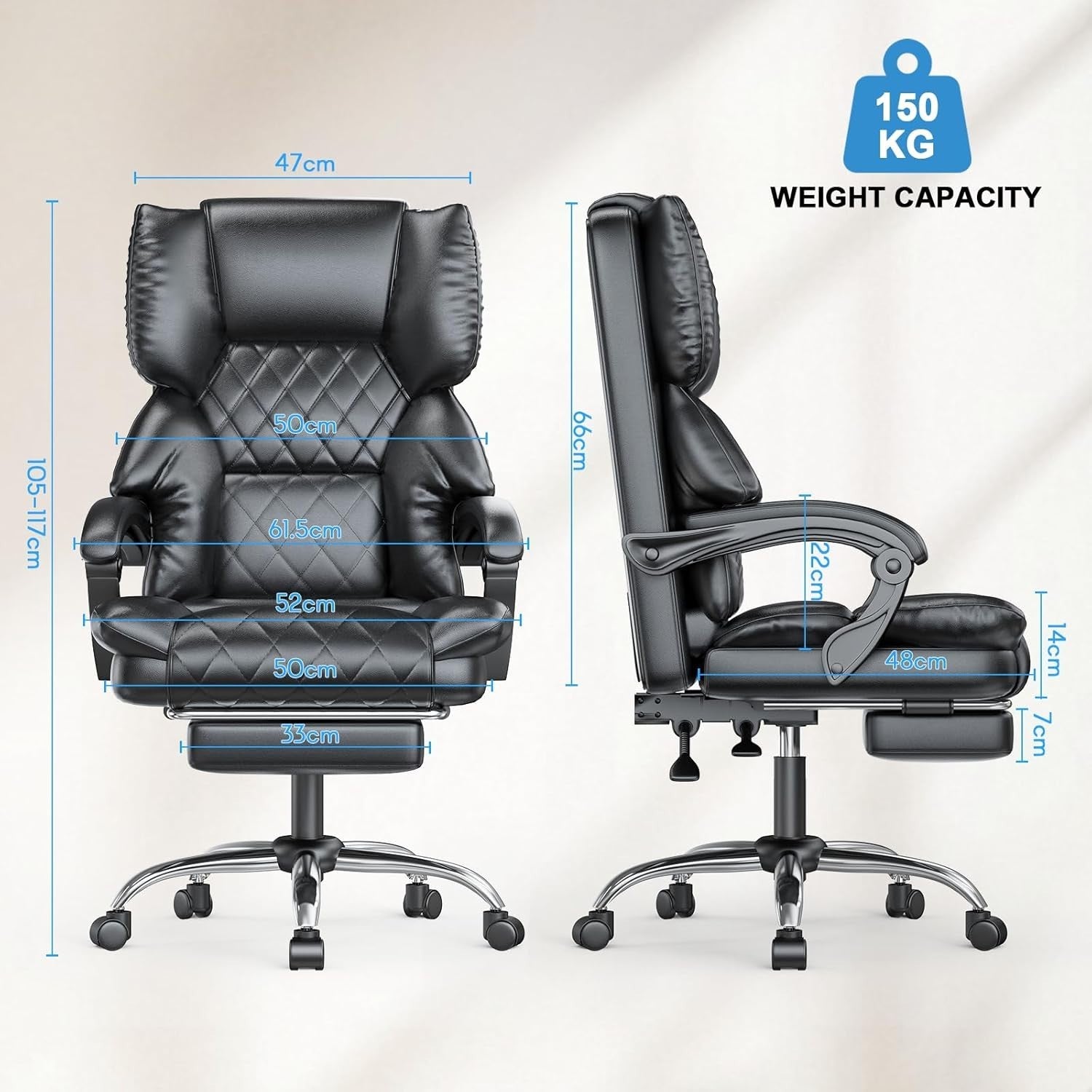 Executive Ergonomic Office Chair Recliner w/ Leg Rest Heavy Duty 400 lbs Black P