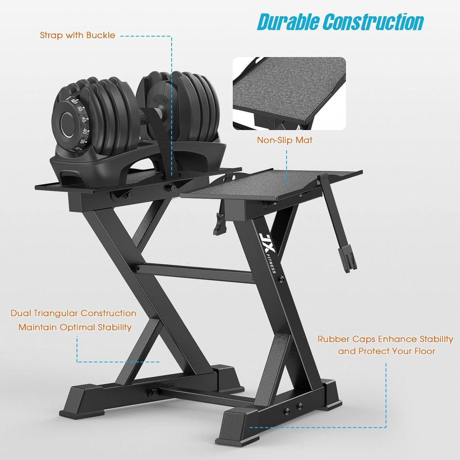 Heavy Duty Adjustable Dumbbell Rack 220LB Capacity Steel Stand Home Gym