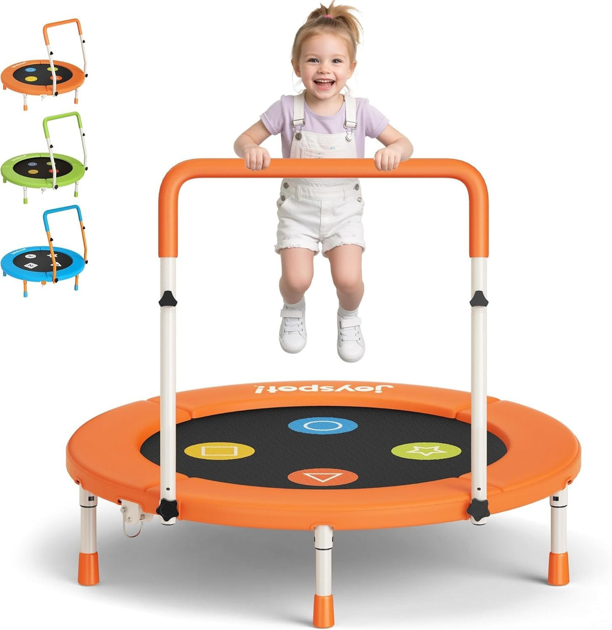 3FT Kids Trampoline Adjustable Handle Silent Indoor Rebounder Ages 1-6