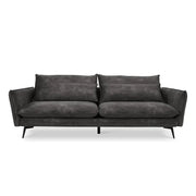 3 Seater Grey Velvet Sofa – Deep Seat Modern Sofa with Metal Legs