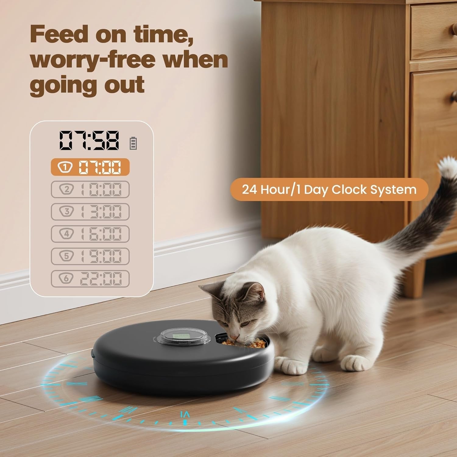 Automatic Wet Cat Feeder 6 Meal Timer Food Dispenser Ice Pack Wireless