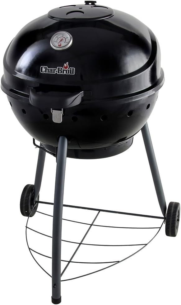 Adjustable Charcoal Kettle BBQ Grill with Thermometer & Wheels Outdoor Garden