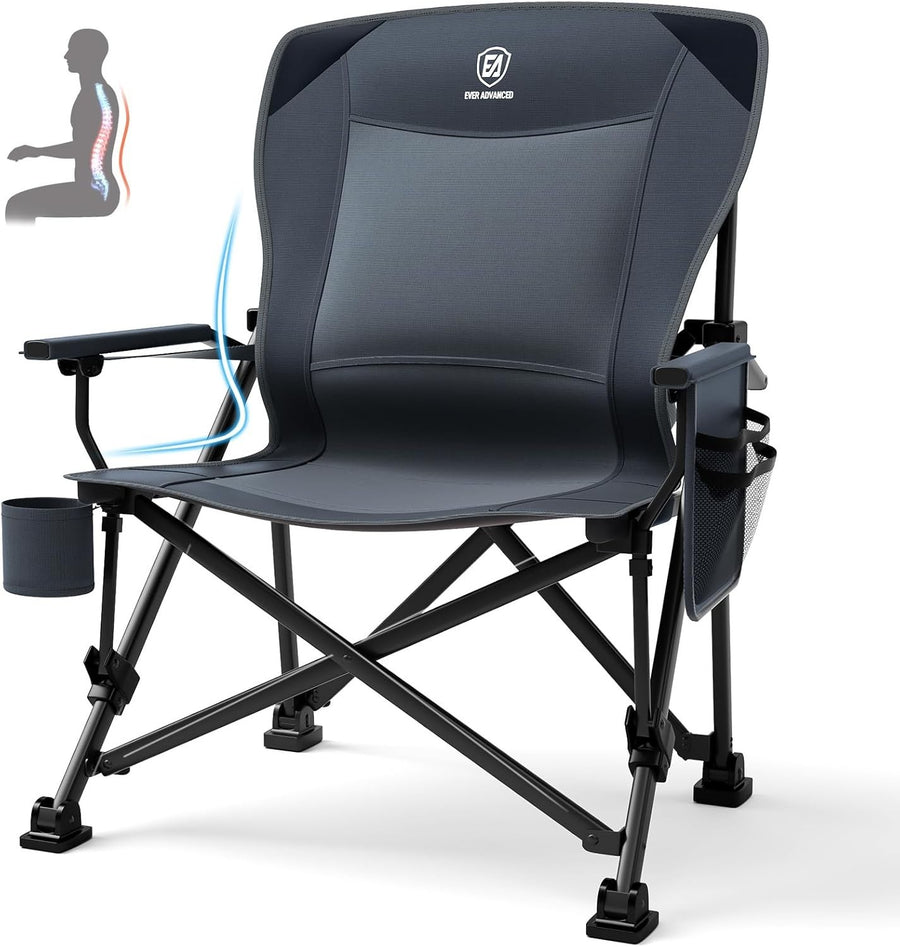 Heavy Duty Folding Camping Chair 230kg Outdoor Adjustable Lumbar Support