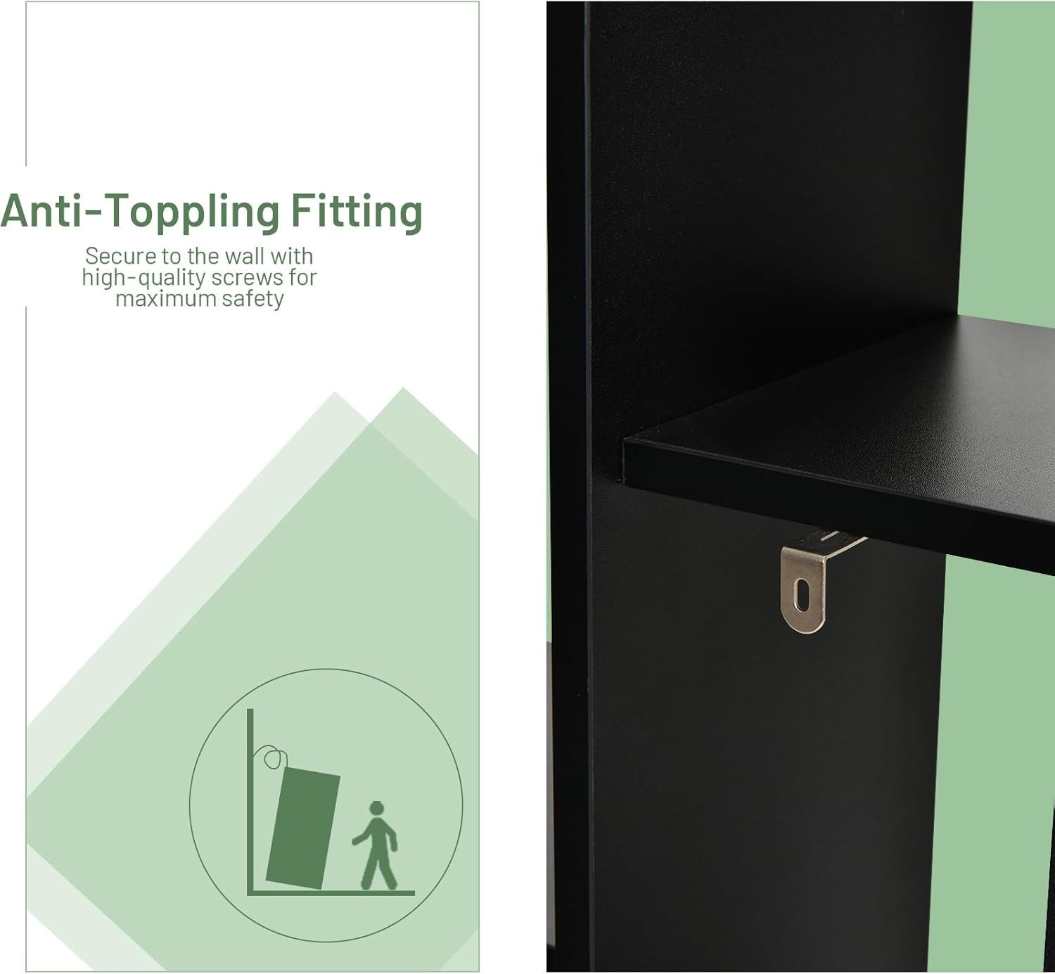 8-Tier Tree Bookshelf Modern Freestanding Bookcase Storage Unit Black Shelves