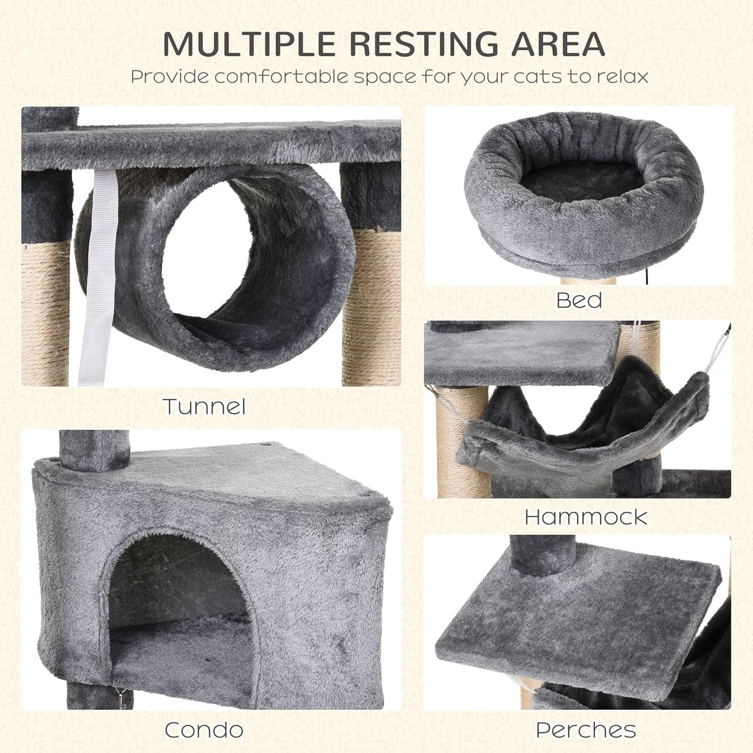 150cm Cat Tree Tower Indoor Condo Multi Level Scratching Posts Hammock House