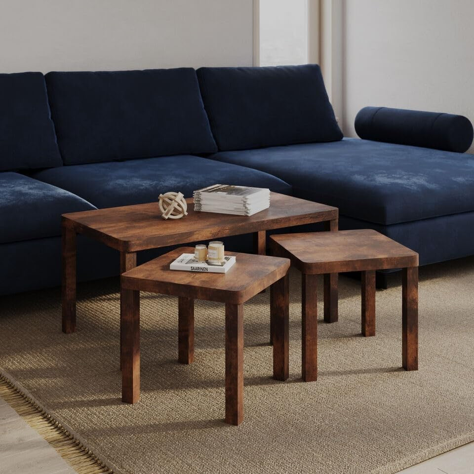 Space Saving Coffee Table Set of 3 Nesting Tables Modern Side End Accent