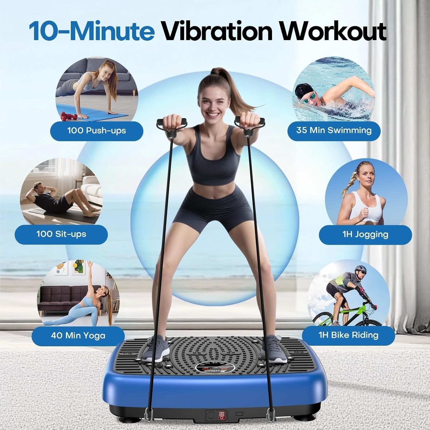 Vibration Plate Exercise Machine 2D 4D Dual Motor 120 Speeds 450LB