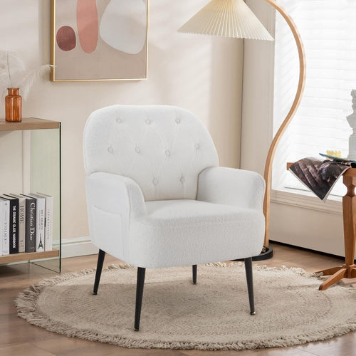 Soft Fluffy Tub Chair with Metal Legs – Comfy Modern Upholstered Seat, Easy Asse