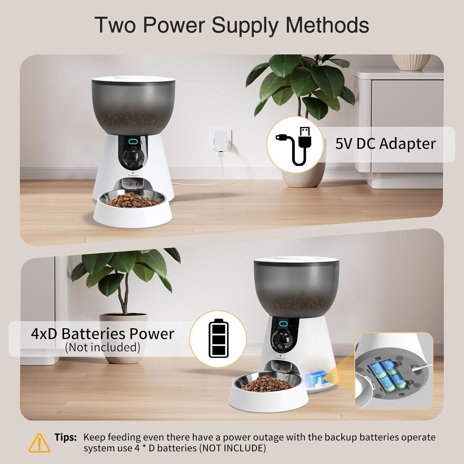 Smart Cat Feeder with Camera WiFi App Control 4L Auto Food Dispenser